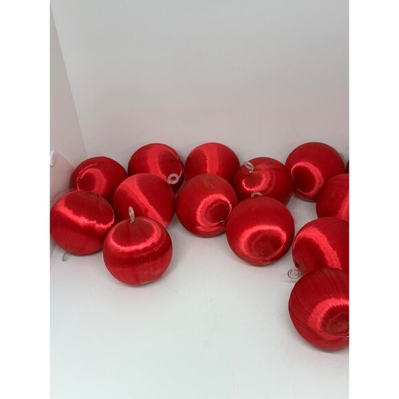 VTG Red Satin Christmas Ball Ornaments Lot Unbreakable 2" Retro Holiday Decor - Picture 8 of 10